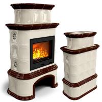 КимрПечь Прованс с дровником центральный двухъярусный Шоколад (топка: Ладья-600)