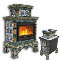 КимрПечь Изразцовая печь Кострома пристенный двухъярусный Март (топка: Ладья-700) (топка: Ладья-700)