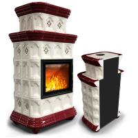 КимрПечь Керамическая печь Истра пристенный двухъярусный Вишня (комплектация: Облицовка для топки МЛ 700)