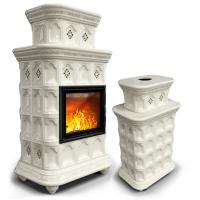 КимрПечь Керамическая печь Истра центральный двухъярусный Ваниль (комплектация: Облицовка для топки МЛ 700)