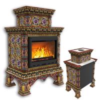КимрПечь Изразцовая печь Кострома пристенный двухъярусный Декабрь (топка: Ладья-600) (топка: Ладья-600)