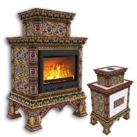КимрПечь Изразцовая печь Кострома центральный двухъярусный Декабрь (топка: Ладья-700) (топка: Ладья-700)