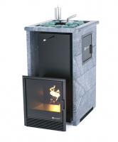 Печь для бани ИзиСтим Сочи М2 в трехстороннем кожухе Талькохлорит с открытым верхом