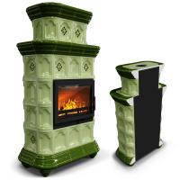 КимрПечь Керамическая печь Истра пристенный двухъярусный Олива (комплектация: Облицовка для топок Ладья-700, Erik-700)