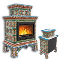 КимрПечь Изразцовая печь Кострома пристенный двухъярусный Май (топка: Ладья-600) (топка: Ладья-600)