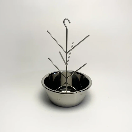 Елочка для тандыра 6 шипов с миской из нержавеющей стали (крючок) D 18/22/26/28см.