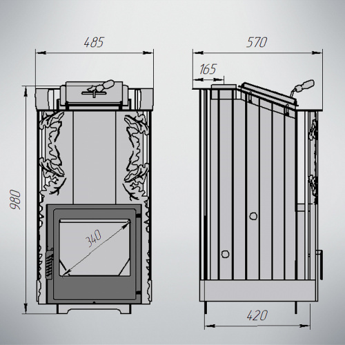 Печь для бани Варвара Терма Каменка мини укороченная стекло