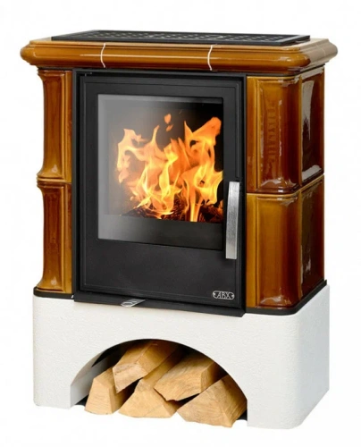 Печь-камин ABX Bavaria LI, с чугунной топкой и белым цоколем