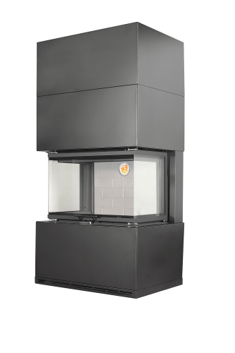 Камин РОДОС 800 ЧЕРНЫЙ шамот белый Экокамин