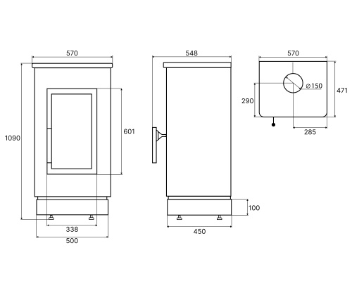 Печь камин Eysen Space Gray (пироксенит)