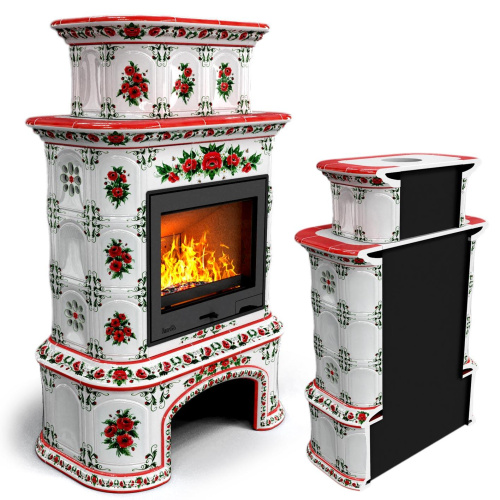 КимрПечь Прованс с дровником пристенный двухъярусный Маки (топка: Ладья-700)