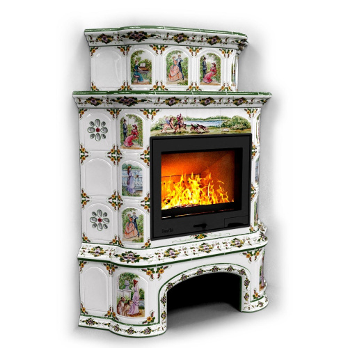 КимрПечь Прованс с дровником угловой двухъярусный Усадьба (топка: Ладья-700)