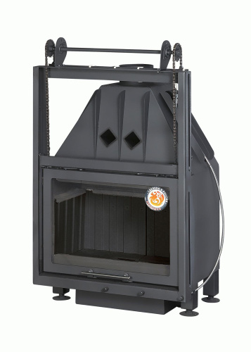 Топка Экокамин Альфа 700 KВ с контргрузом черный шамот