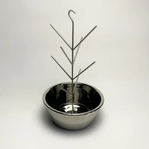 Елочка для тандыра 6 шипов с миской из нержавеющей стали (крючок) D 18/22/26/28см.