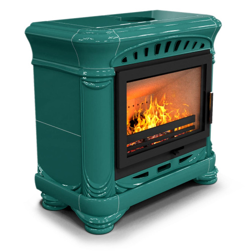 КимрПечь Камин с изразцами Модерн пристенный Волна (топка: Ладья-700)