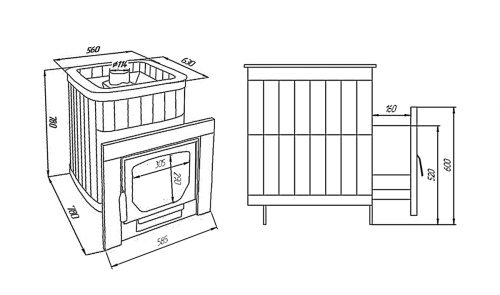 Печь для бани Варвара Каменка стекло