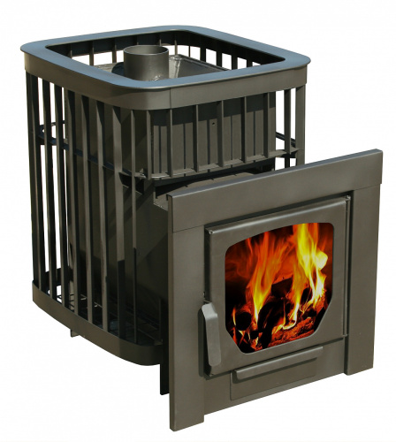 Печь для бани Варвара Каменка укороченная топка стекло