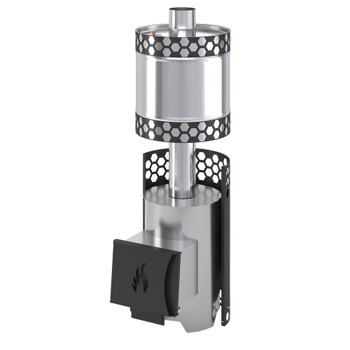 Печь для бани Везувий "Чёрная Пчёлка" с баком Нержавеющая сталь (Inox)