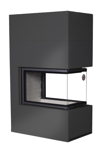 Камин РОДОС  900 ЧЕРНЫЙ, шамот белый, шамот черный Экокамин