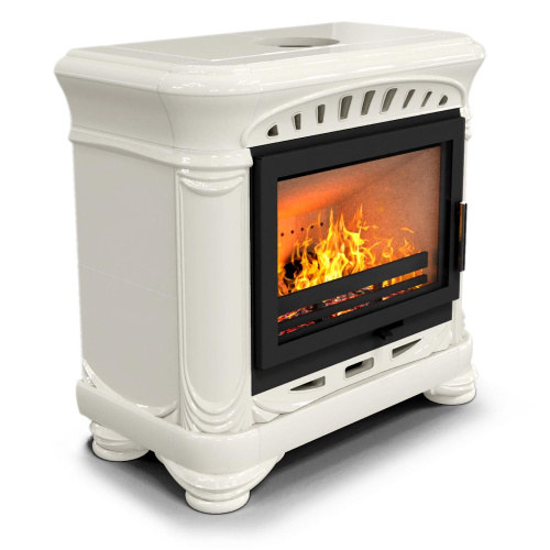 КимрПечь Камин с изразцами Модерн пристенный Ваниль (топка: Ладья-700)