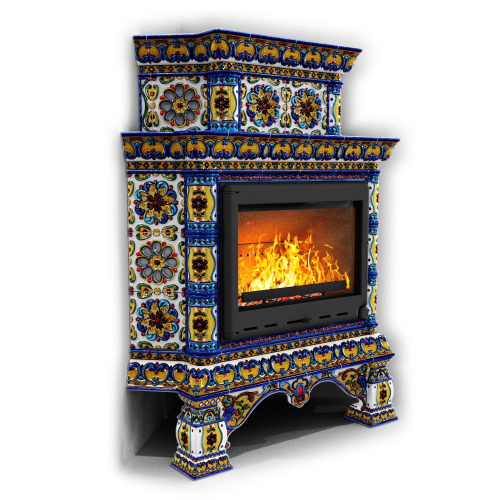 КимрПечь Изразцовая печь Кострома угловой двухъярусный Январь (топка: Ладья-700)