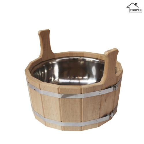 Шайка 12л Бондарь (Cooper) двуручная с нержавеющей вставкой ольха ДН-12